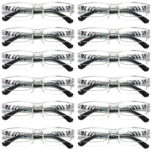 12PK Men Women Rectangle Half Frame Blue Light Blocking Reading Glasses Readers