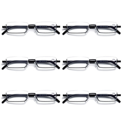 6PK Half Rim Metal Frame Small Mens Reading Glasses Blue Light Blocking Readers