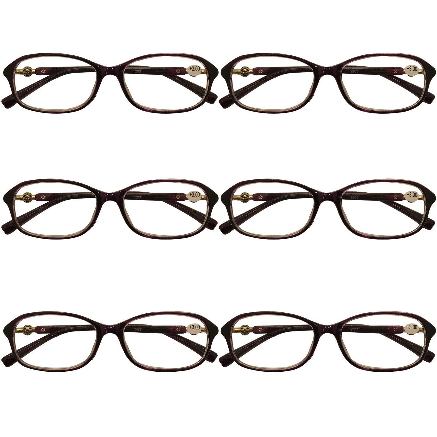 6 Packs Womens Oval Frame Reading Glasses Lightweight Classic Style Readers