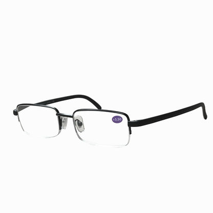 2 Pairs Mens Metal Frame Rectangle Half Frame Reading Glasses Classic Readers