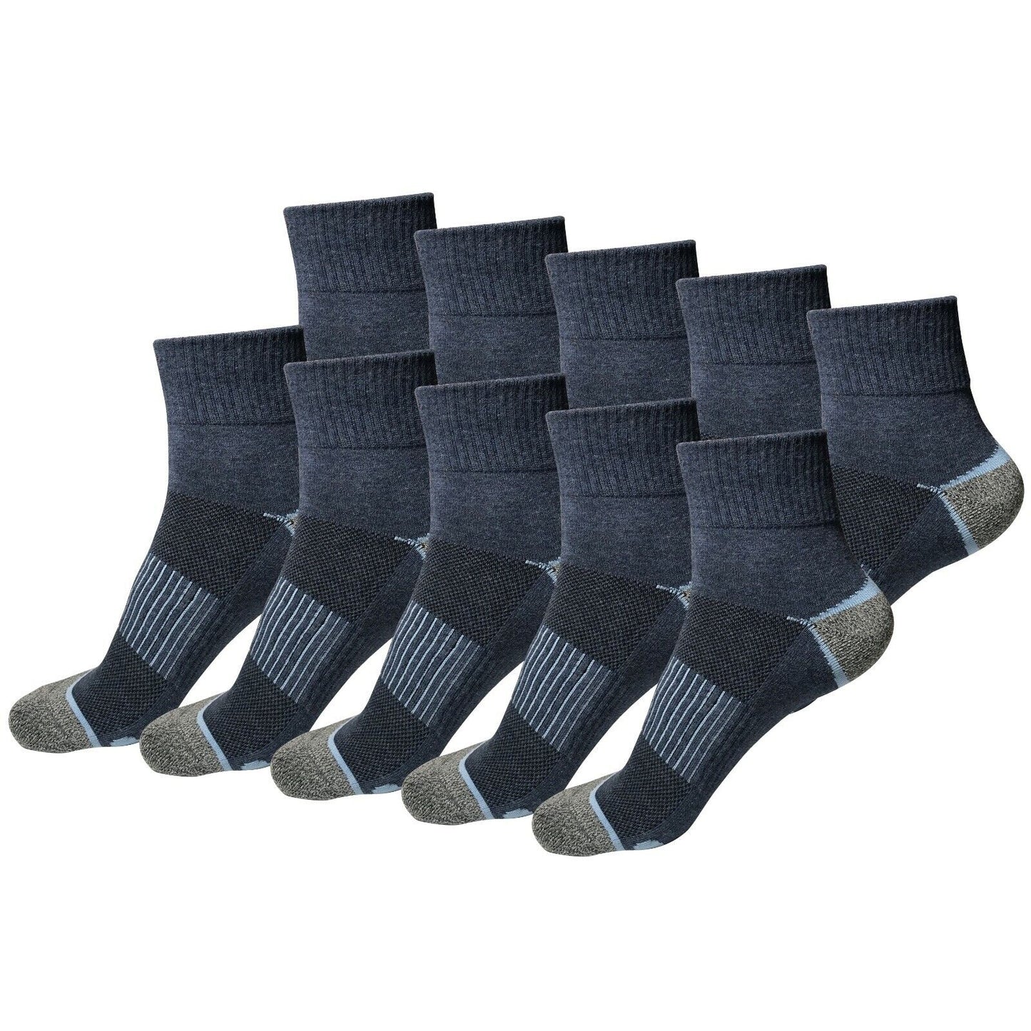 10 Pair Mens Mid Cut Ankle Quarter Athletic Casual Sport Cotton Socks Size 6-12