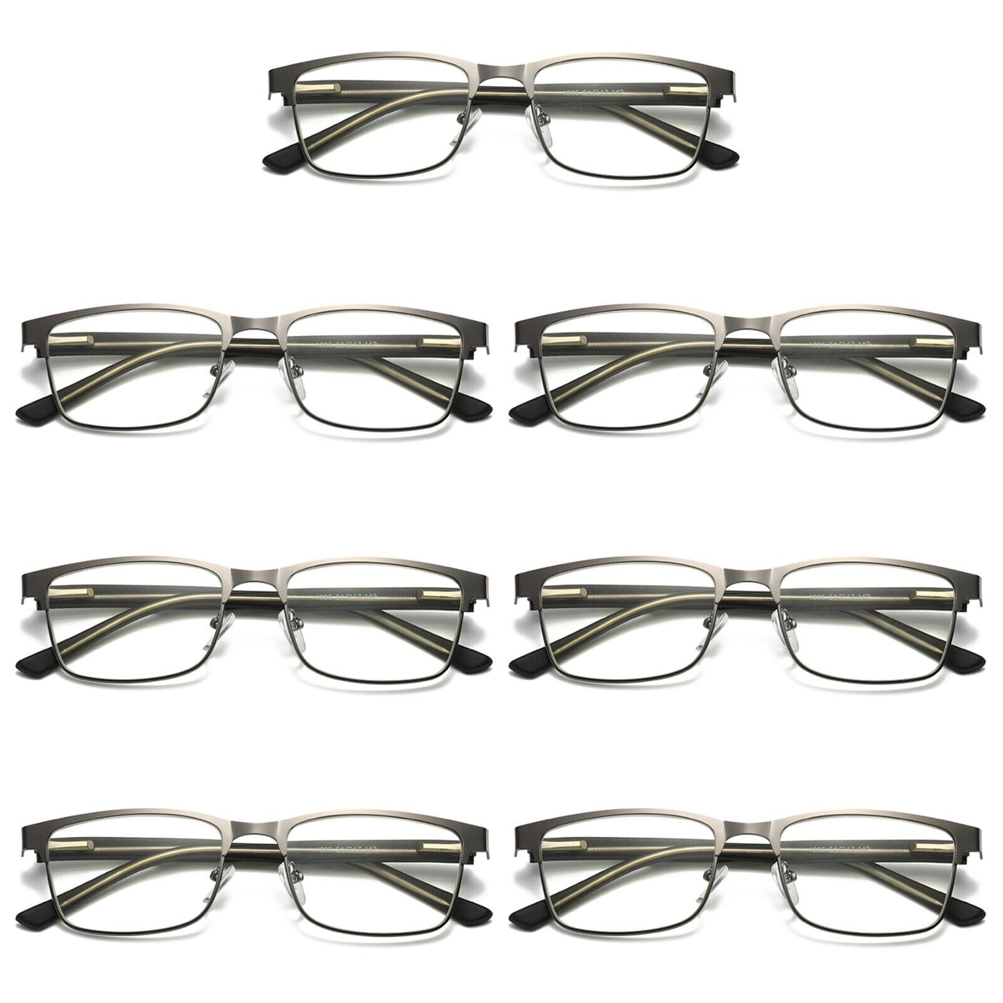 7 PK Mens Metal Frame Spring Hinge Blue Light Blocking Reading Glasses Readers