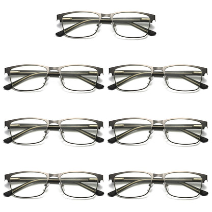 7 PK Mens Metal Frame Spring Hinge Blue Light Blocking Reading Glasses Readers