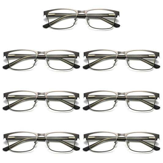 7 PK Mens Metal Frame Spring Hinge Blue Light Blocking Reading Glasses Readers