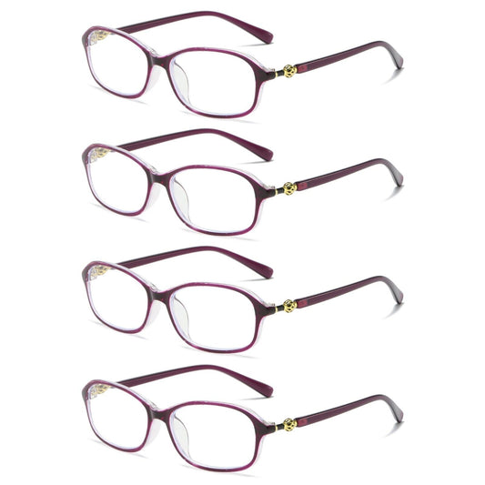 4 PK Womens Blue Light Blocking Reading Glasses Readers for Computer Paper Work