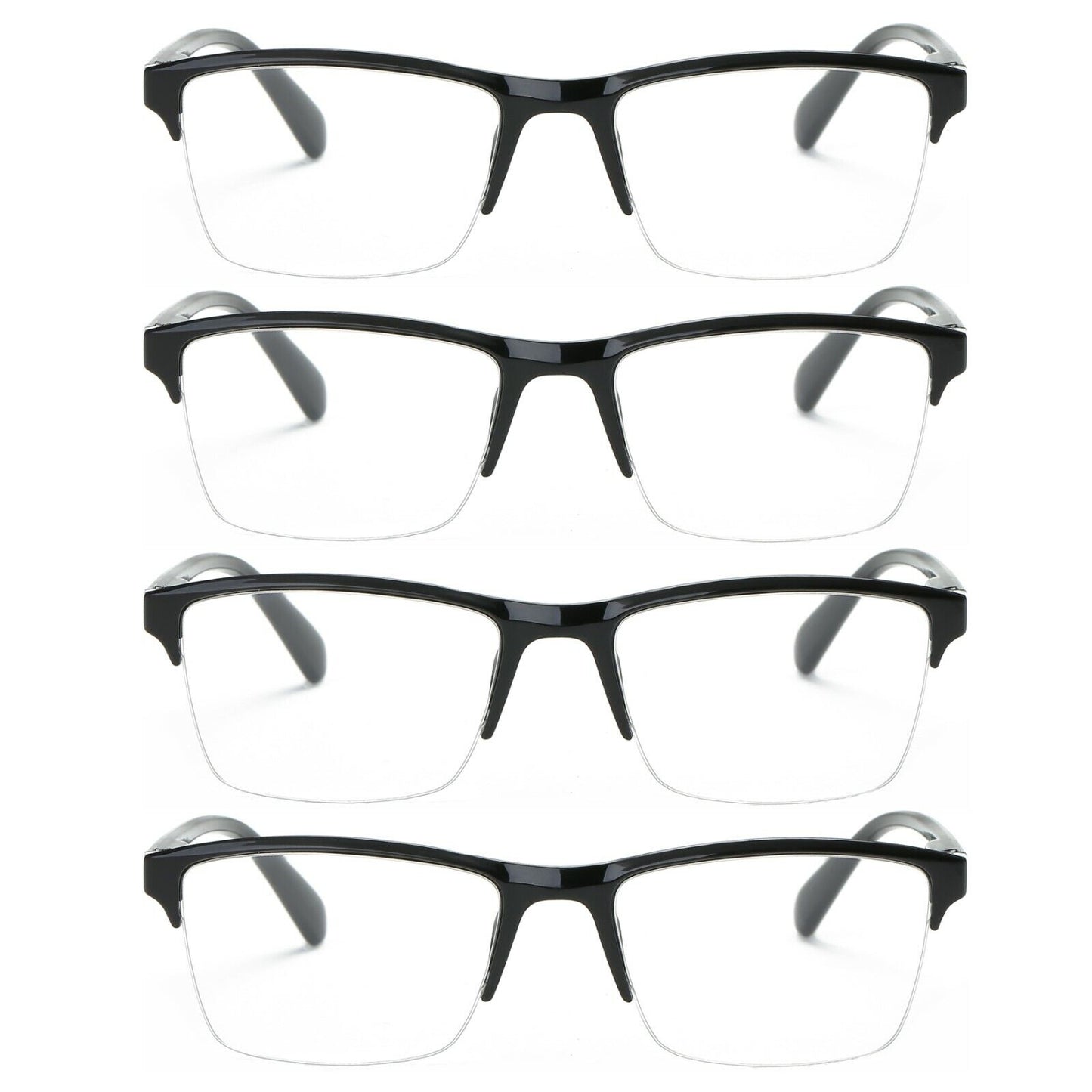 4 Packs Men Women Unisex Square Half Frame Reading Glasses Spring Hinge Readers