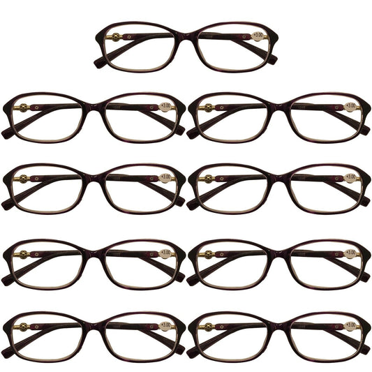 9 Packs Womens Oval Frame Reading Glasses Lightweight Classic Style Readers