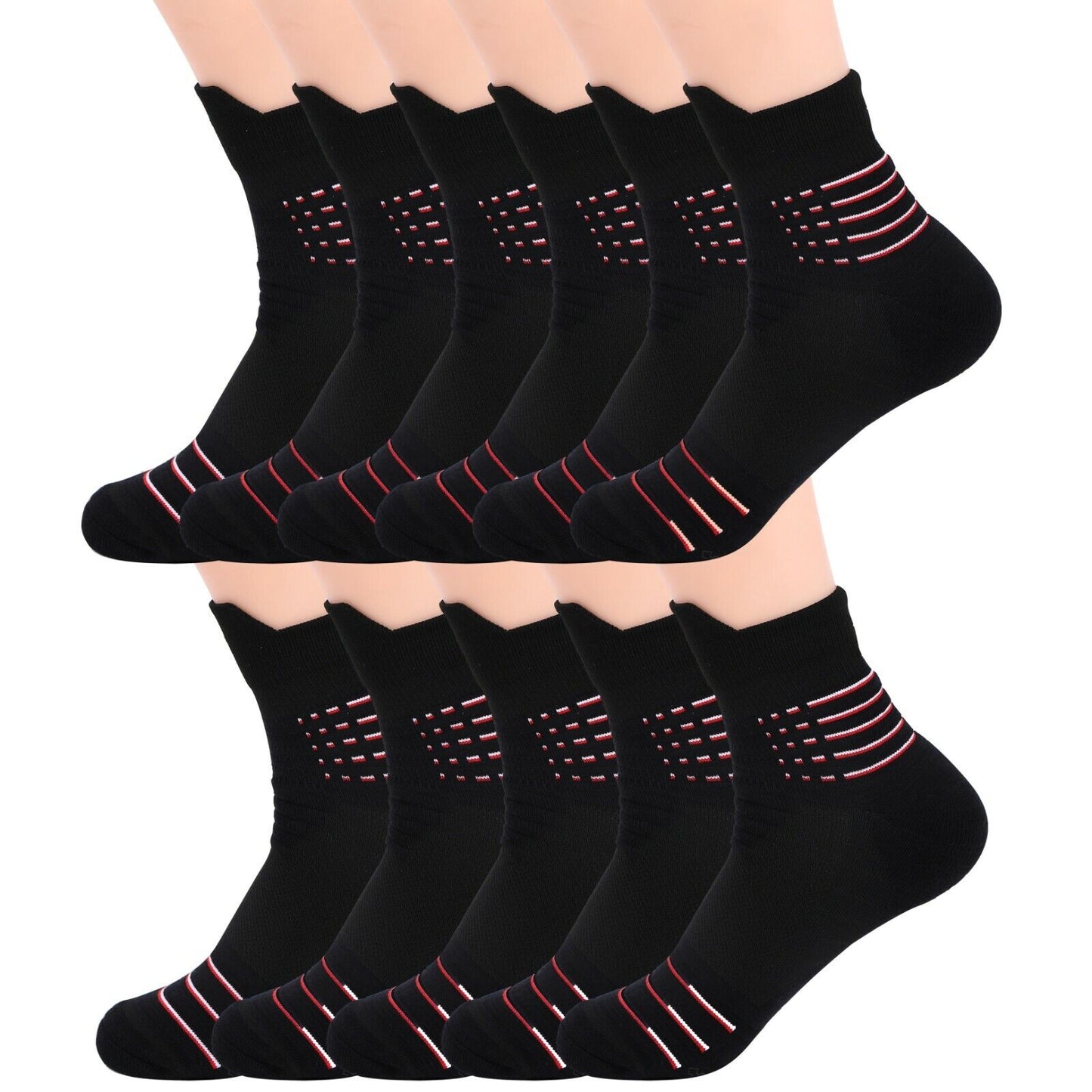 Lot 1-12 Mens Quarter Cotton Athletic Casual Ankle Crew Socks 9-11 6-12 Black