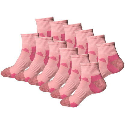 12Pair Womens Mid Cut Ankle Quarter Athletic Casual Sport Cotton Socks Size 5-10