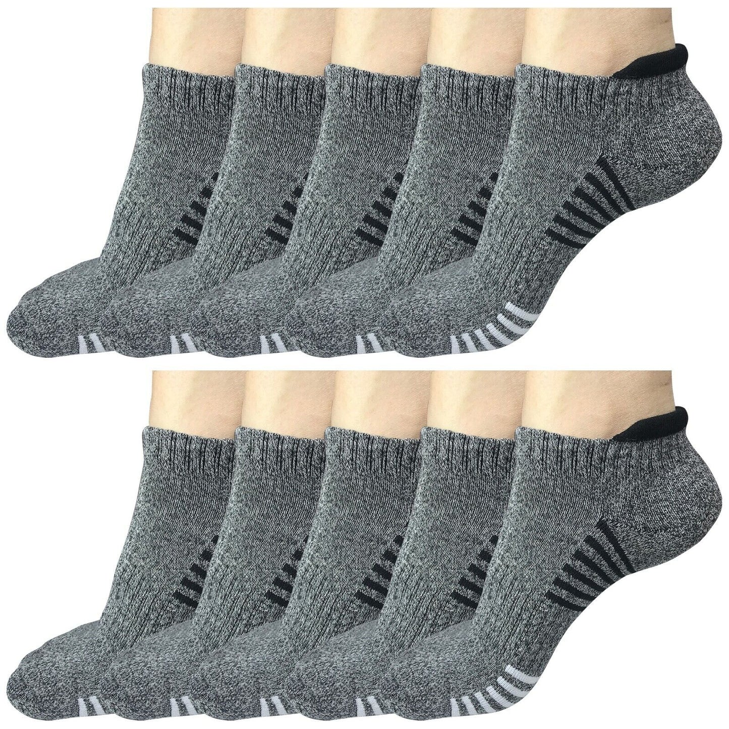 10Pair Mens Low Cut Ankle Breathable Cotton Cushion Athletic Running Sport Socks