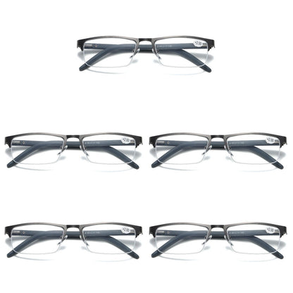 5 PK Mens Spring Hinge Half Frame Blue Light Blocking Reading Glasses Readers