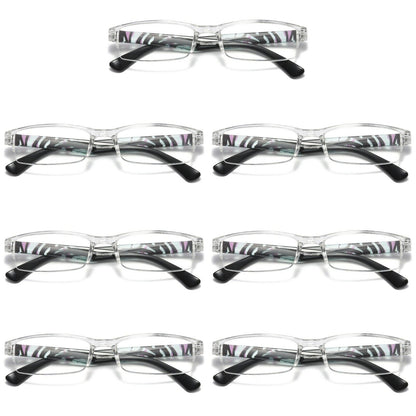 7 PK Men Women Rectangle Half Frame Blue Light Blocking Reading Glasses Readers