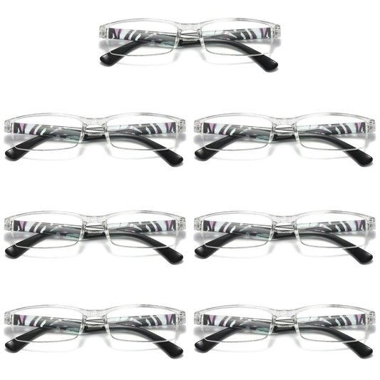 7 PK Men Women Rectangle Half Frame Blue Light Blocking Reading Glasses Readers