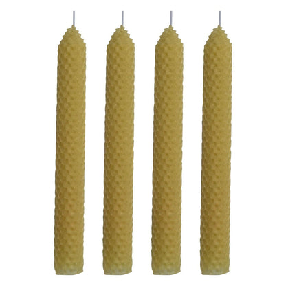 4 Set 1" x 8" Pure Natural Handmade Beeswax Honeycomb Hand Rolled Taper Candles