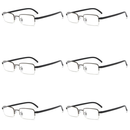 6 PK Mens Half Frame Reading Glasses Black Readers 1.00 1.50 2.00 2.50 3.00 4.00