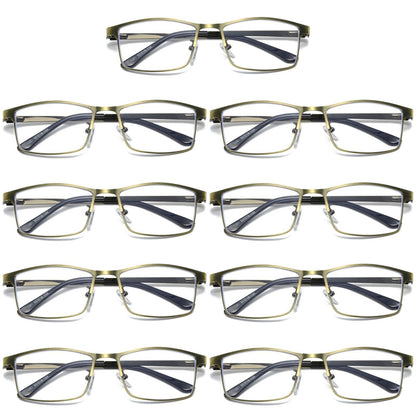 9 PK Mens Spring Hinge Metal Frame Blue Light Blocking Reading Glasses Readers