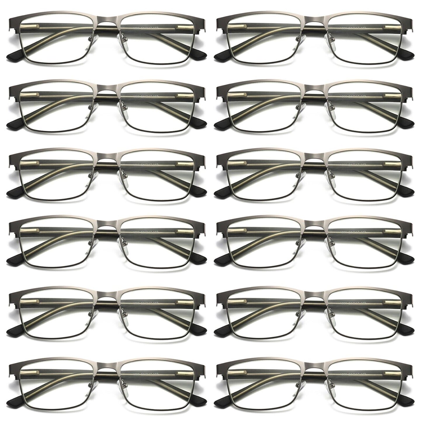 12 PK Mens Metal Frame Spring Hinge Blue Light Blocking Reading Glasses Readers