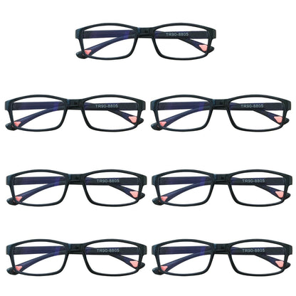 7 Packs Unisex Rectangular Frame Reading Glasses Classic Readers for Men Women