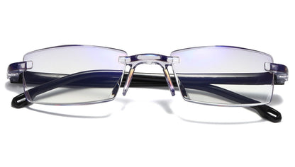 11PK Rimless Blue Light Blocking Reading Glasses Diamond Cut Readers for Men