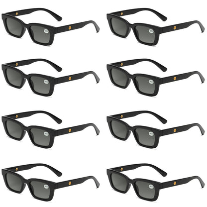 8PK Mens Womens Square Magnified Full Tinted Lens Sun Readers Reading Sunglasses