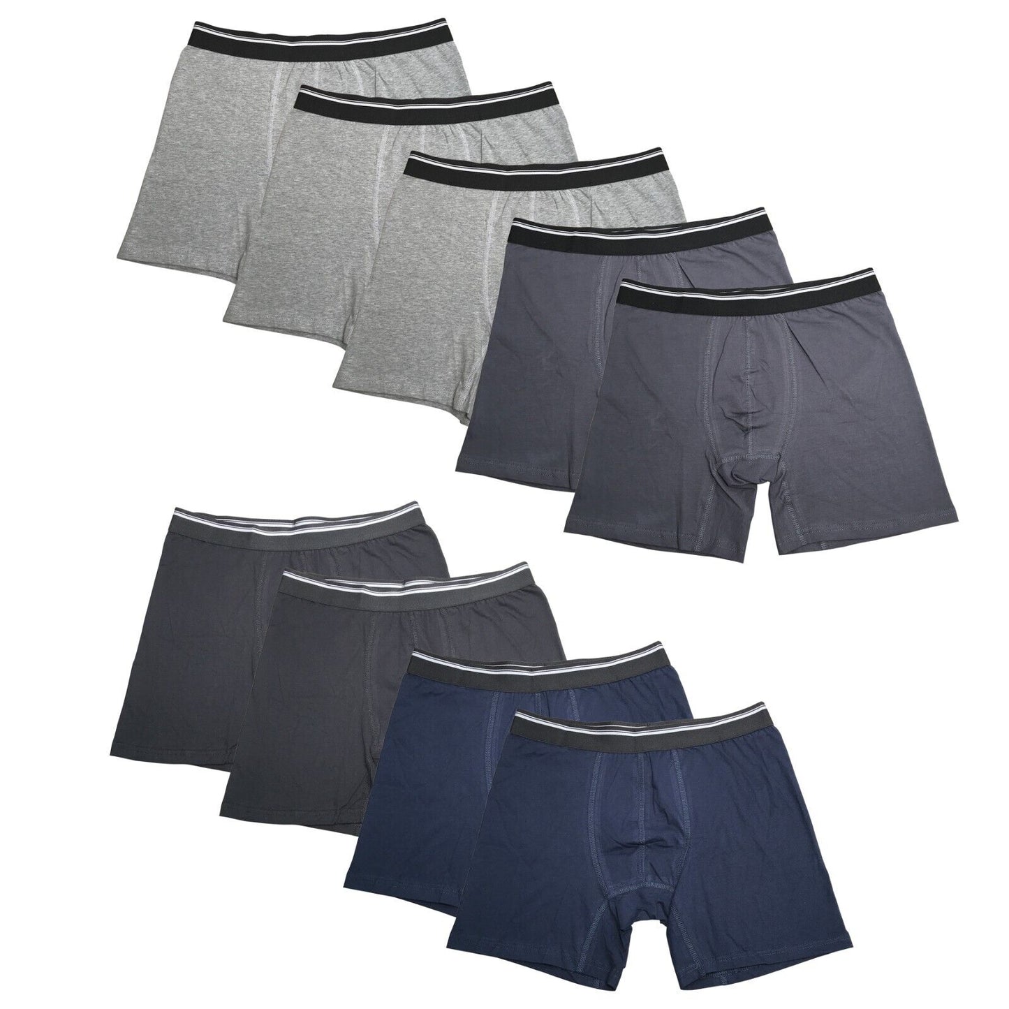 9PK Assorted Mens Cotton Boxer Briefs Comfort Flexible Soft Waistband Underwear