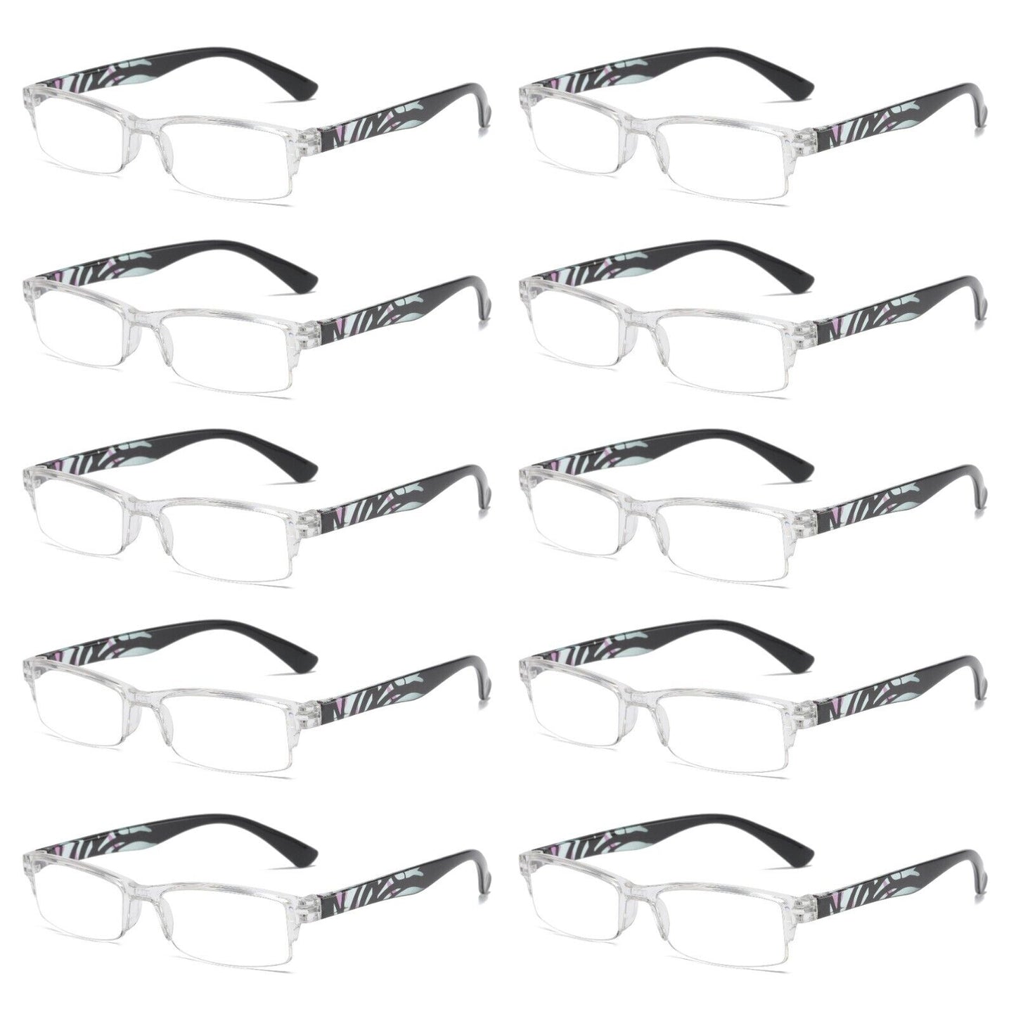 10 Pairs Unisex Blue Light Blocking Reading Glasses Slim Readers for Men Women