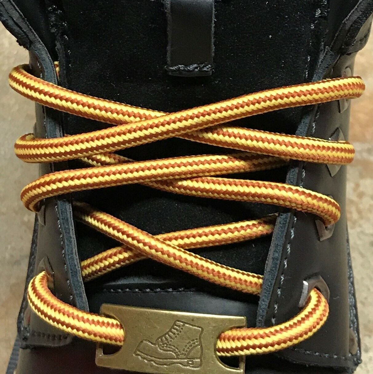 2pair Heavy Duty Hiking Work Boot Shoe Laces Strings /Stay Tied/5mm Yellow/Brown