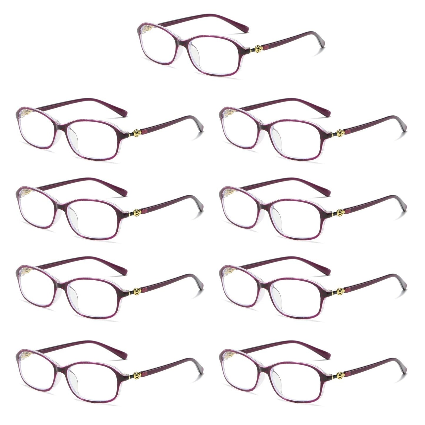 9 PK Womens Blue Light Blocking Reading Glasses Readers for Computer Paper Work