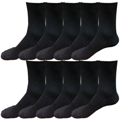 10 pairs 98% Cotton Mens Comfortable Casual Crew Dress Socks Mid Calf Size 9-11