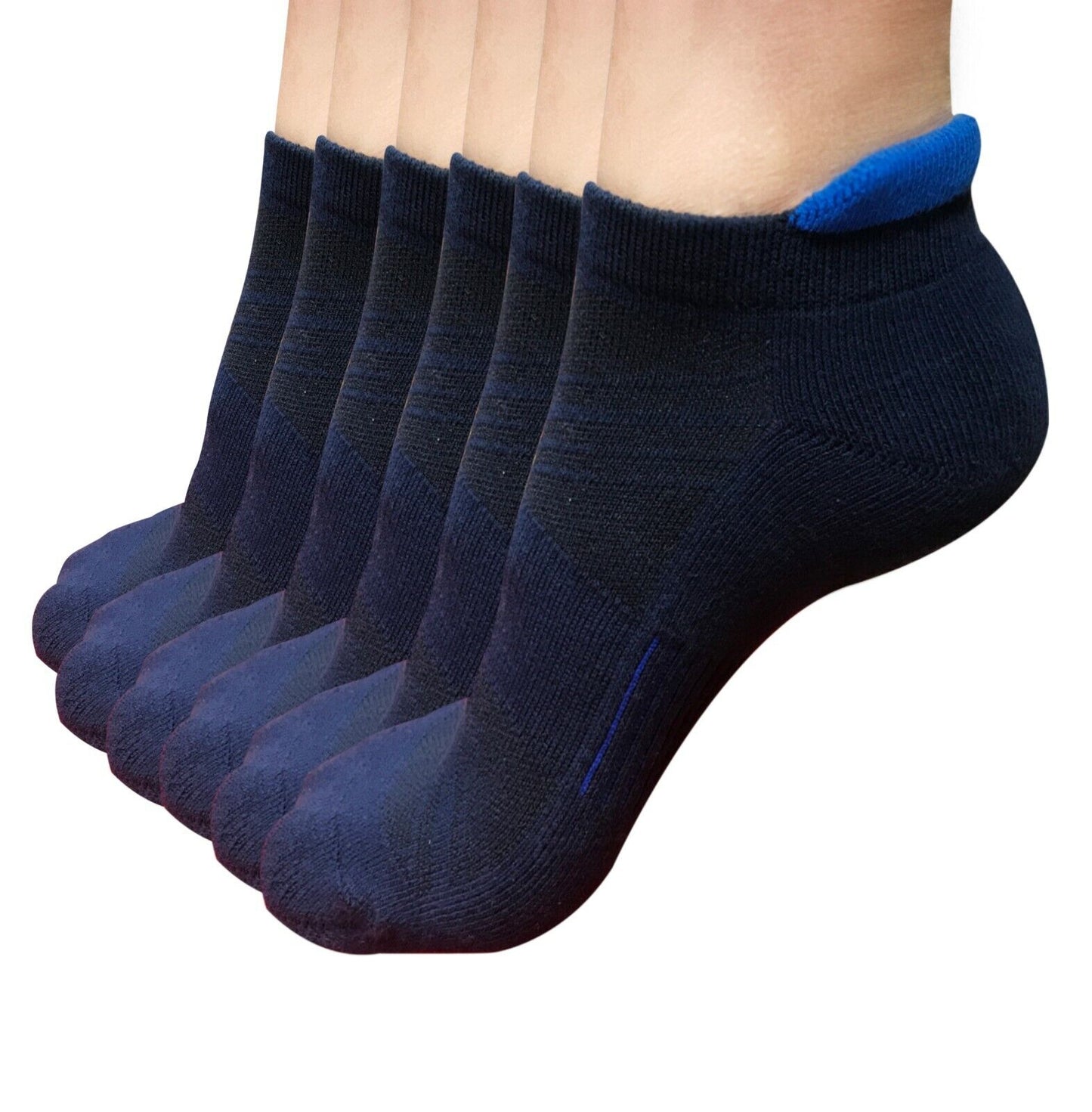 Lot 1-12 Mens Low Cut Ankle Cotton Athletic Cushion Sport Running Socks Blue 12