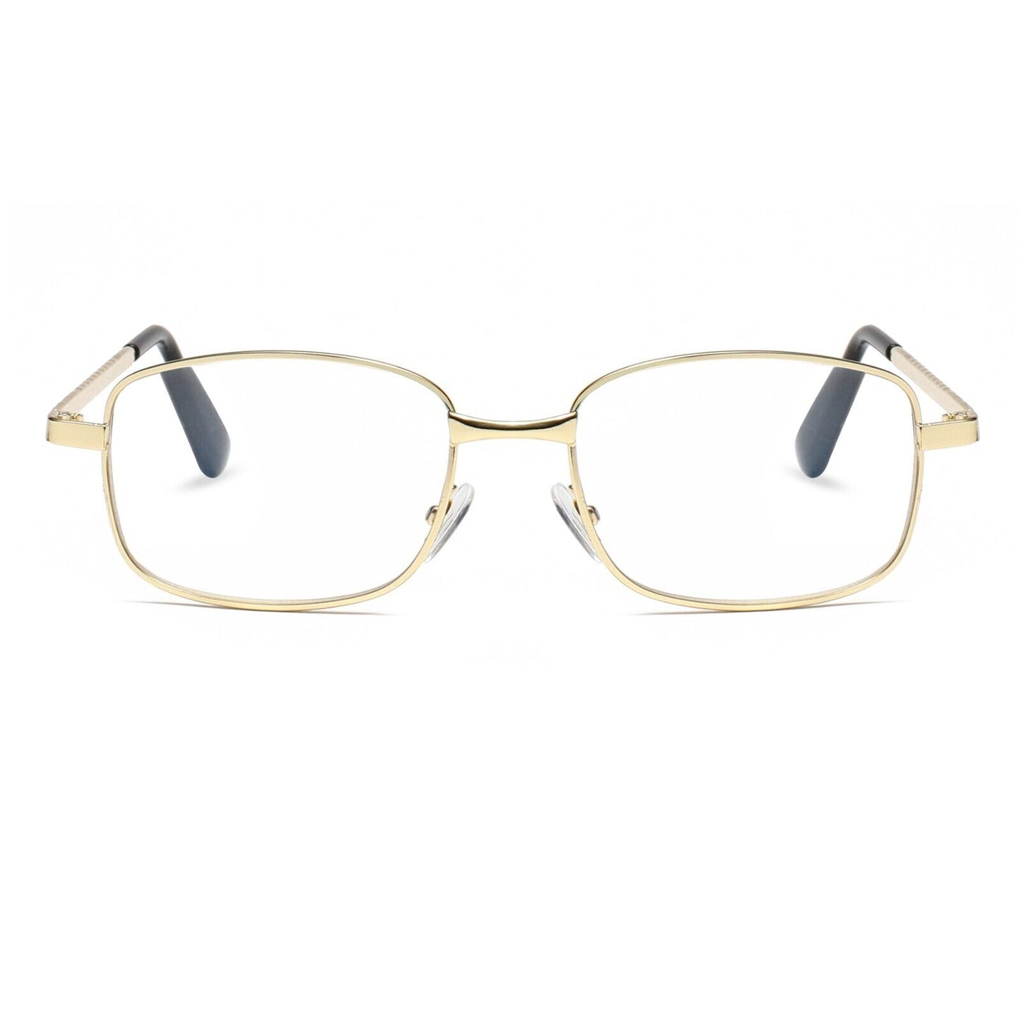 3 Pair Mens Square Metal Frame Golden Reading Glasses Classic Readers Eyeglasses