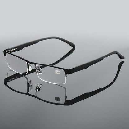 10 Pairs Mens Metal Black Frame Rectangular Reading Glasses Spring Hinge Readers