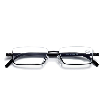 3PK Half Rim Metal Frame Small Mens Reading Glasses Blue Light Blocking Readers