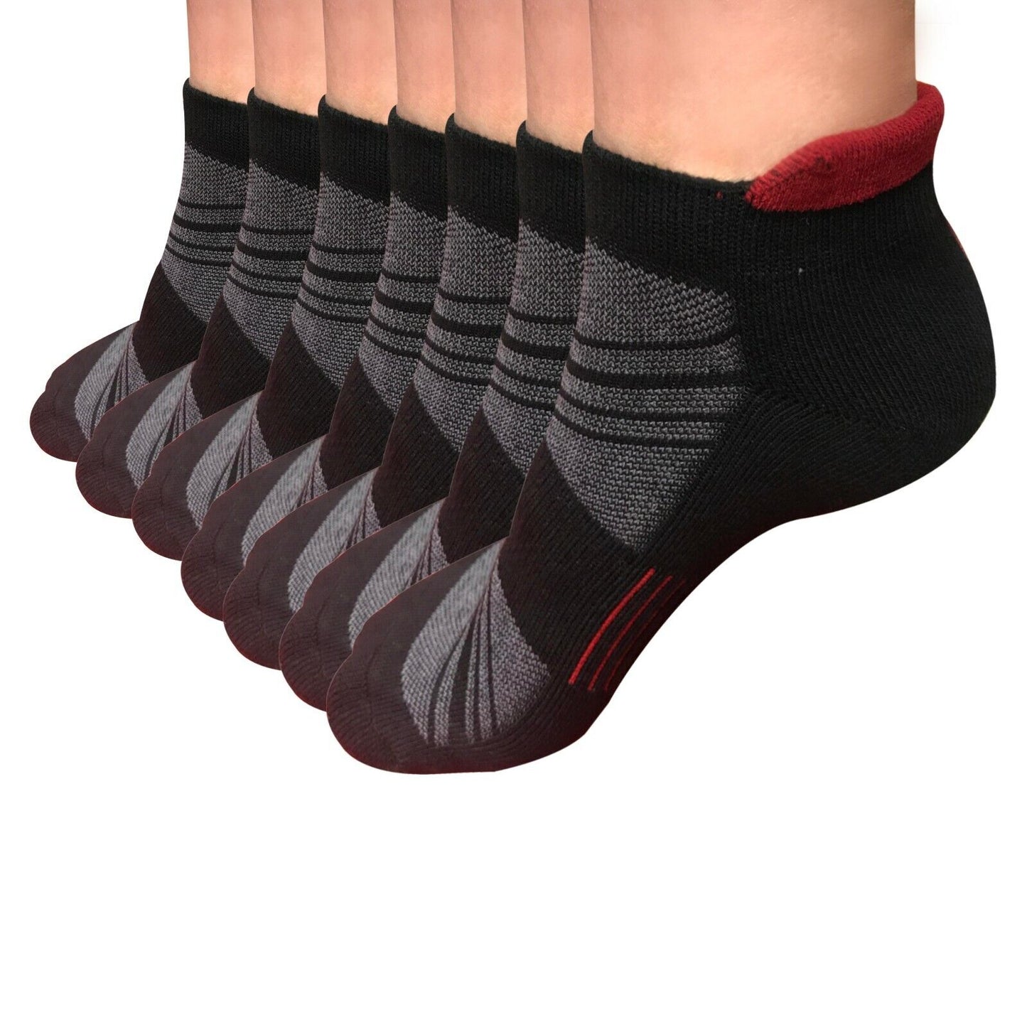 Lot 1-12 Mens Low Cut Ankle Cotton Athletic Cushion Sport Running Socks Black