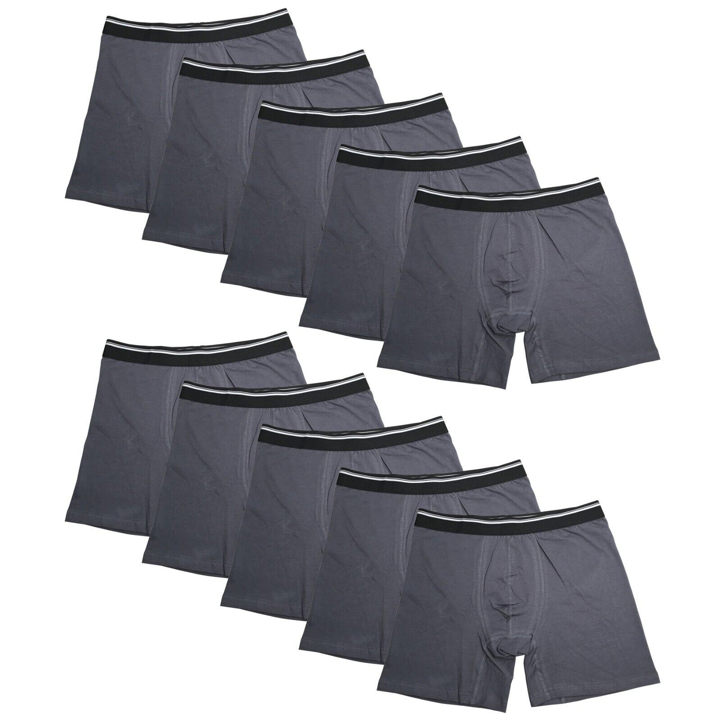 10PK Mens Performance Boxer Briefs Breathable Comfort Waistband Underwear Shorts