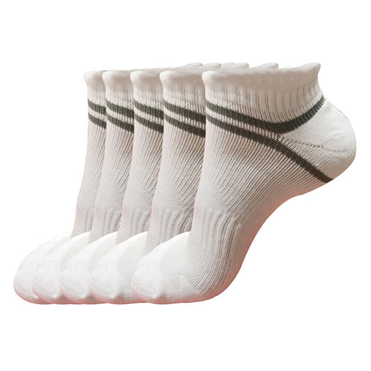 5 pair Mens Low Cut Ankle Cotton Athletic Cushion Casual Solid Comfortable Socks