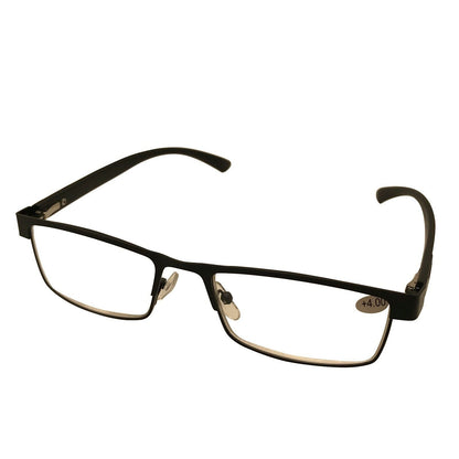 12 Packs Mens Rectangle Metal Frame Reading Glasses Black Spring Hinge Readers