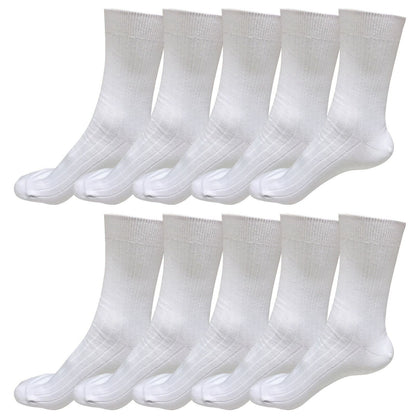 10 pairs 98% Cotton Mens Comfortable Casual Crew Dress Socks Mid Calf Size 9-11