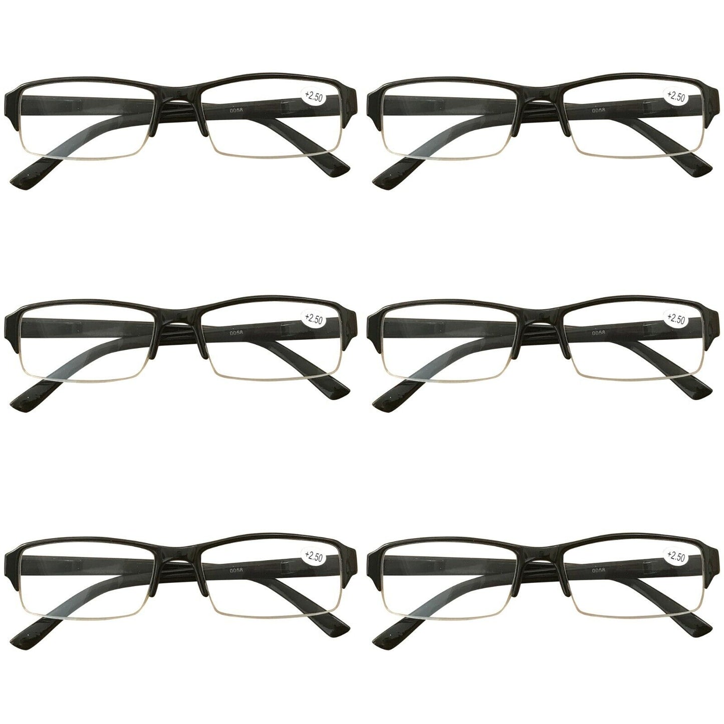 6 Packs Mens Womens Rectangle Frame Reading Glasses Blue Light Blocking Readers