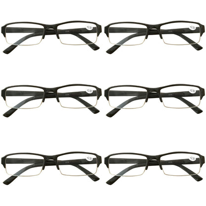 6 Packs Mens Womens Rectangle Frame Reading Glasses Blue Light Blocking Readers