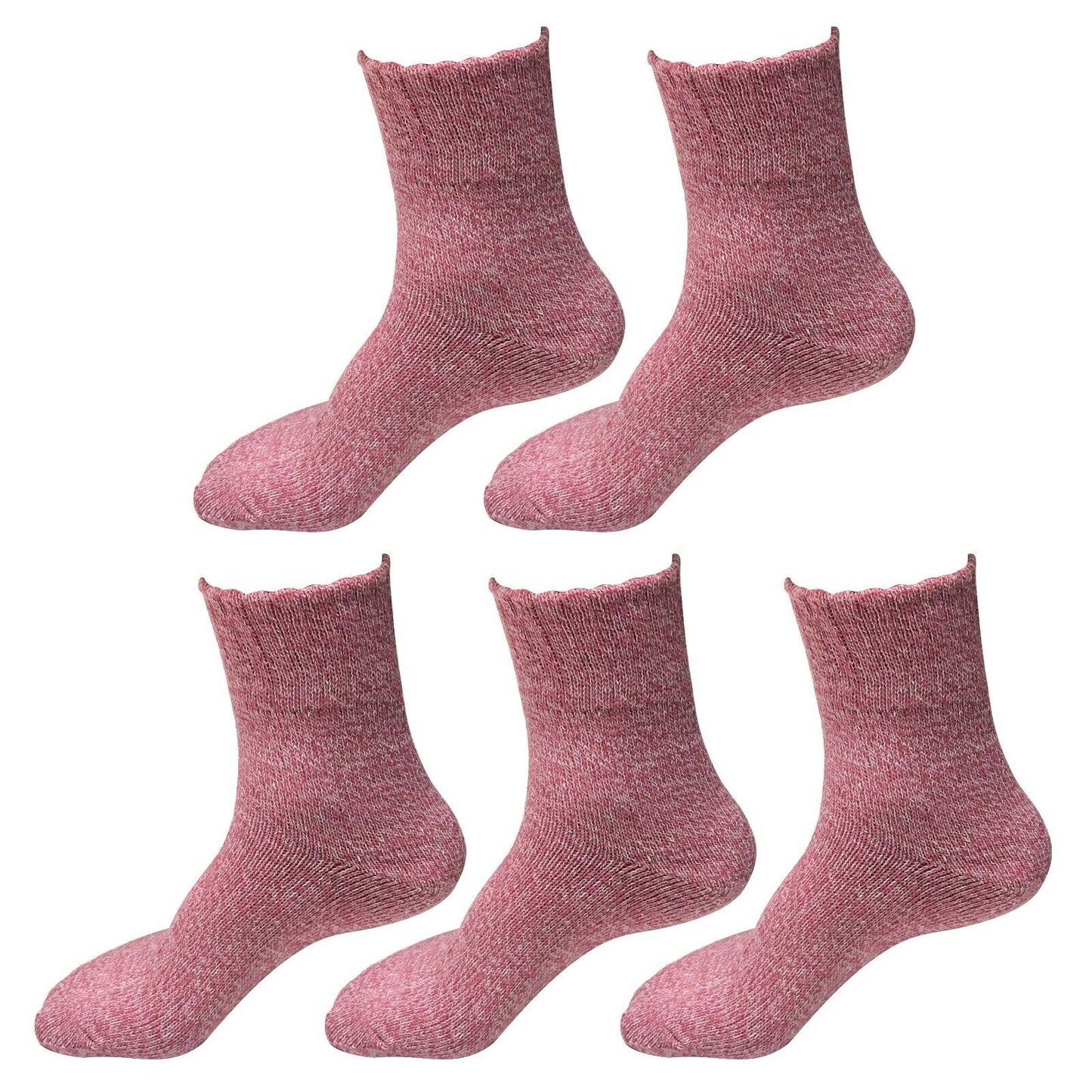 5 Pairs Womens Soft Winter Wool Thick Knit Thermal Warm Crew Cozy Boot Socks