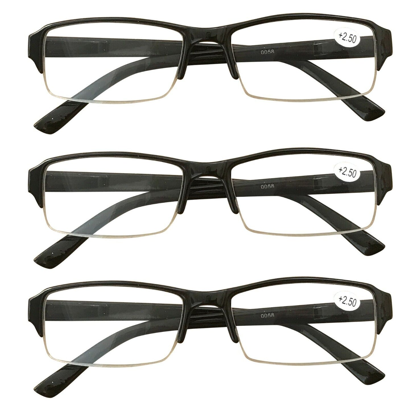 3 Packs Mens Womens Rectangle Frame Reading Glasses Blue Light Blocking Readers