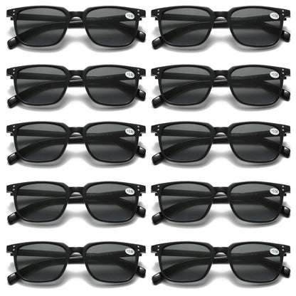 10 PK Unisex Full Lens Tinted Sun Readers Reading Sunglasses UV400 Black Frame