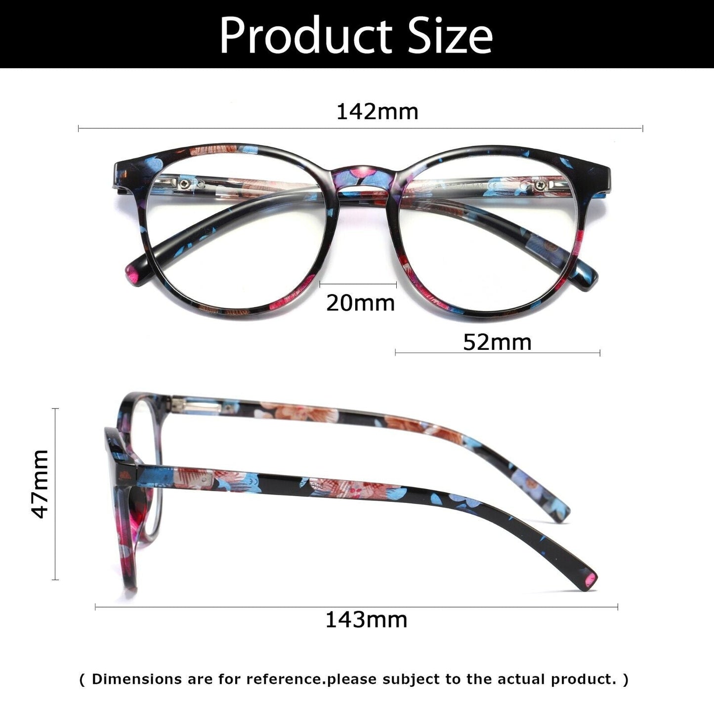 7 Pair Ladies Womens Round Big Frame Blue Light Blocking Reading Glasses Readers