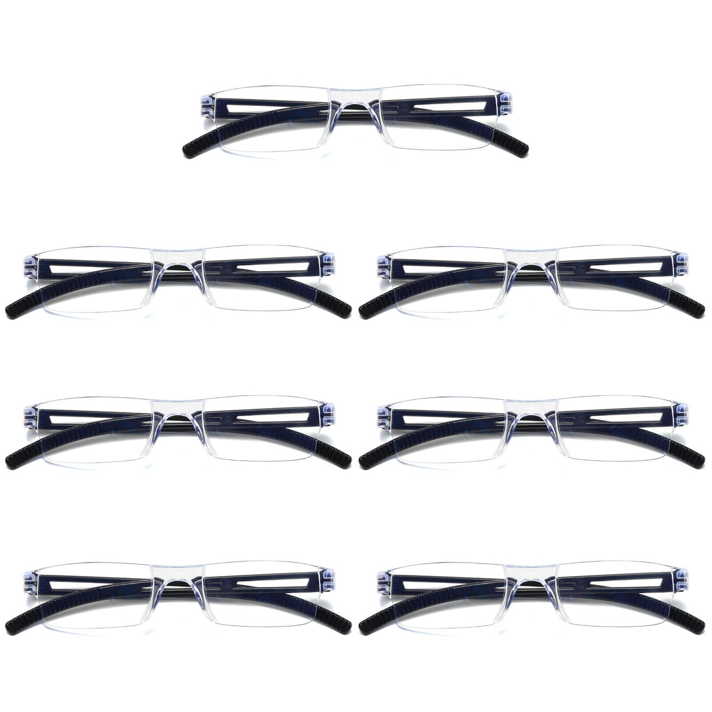 7PK Men Women Blue Light Blocking Reading Glasses Rimless Unisex Computer Reader