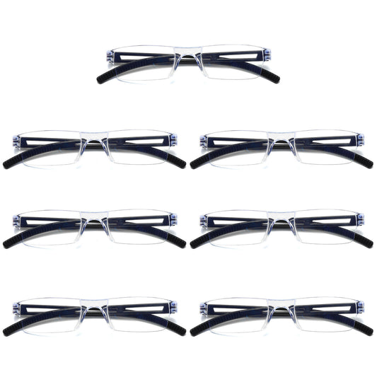 7PK Men Women Blue Light Blocking Reading Glasses Rimless Unisex Computer Reader