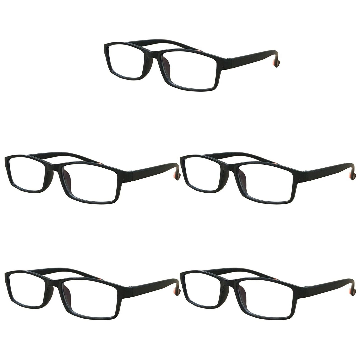 5 Packs Mens Womens Rectangle Frame Reading Glasses Classic Style Black Readers