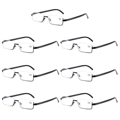 7PK Men Half Metal Frame Reading Glasses Blue Light Readers for Small Head Face