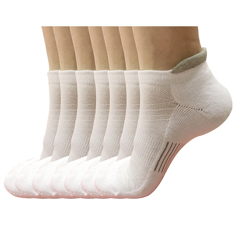 7pair Mens Low Cut Ankle Cotton Solid Athletic Cushion Sport Running Socks 6-12