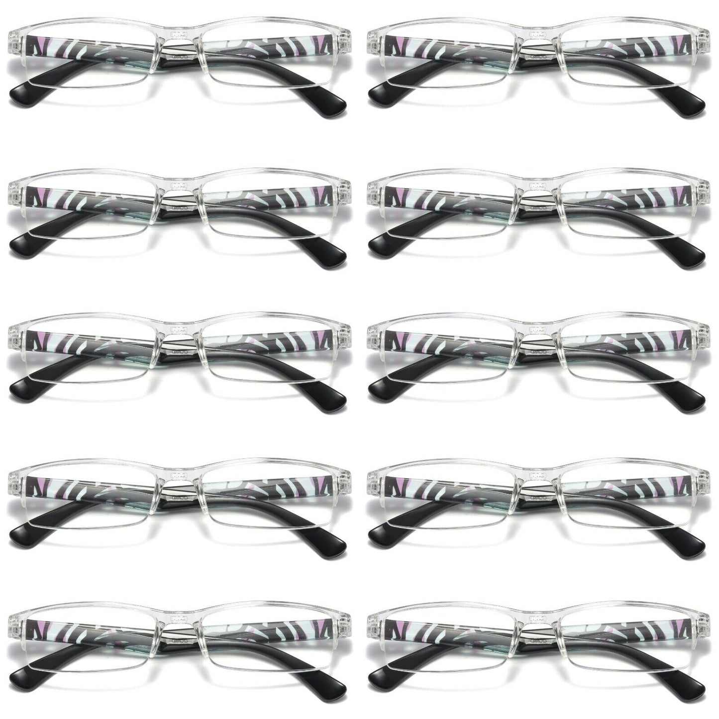 10PK Men Women Rectangle Half Frame Blue Light Blocking Reading Glasses Readers